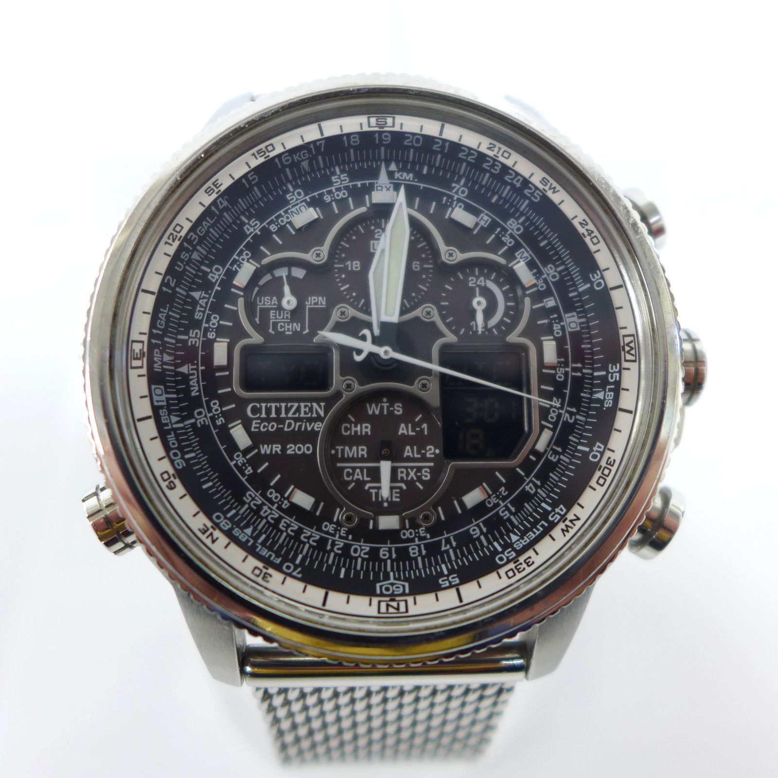 美品 CITIZEN NAVIHAWK ナビホーク エコドライブ メンズ 腕時計 電波