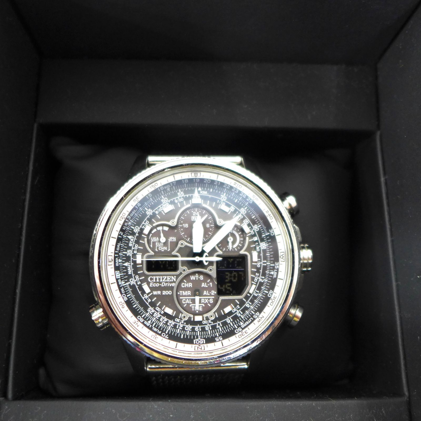 美品 CITIZEN NAVIHAWK ナビホーク エコドライブ メンズ 腕時計 電波