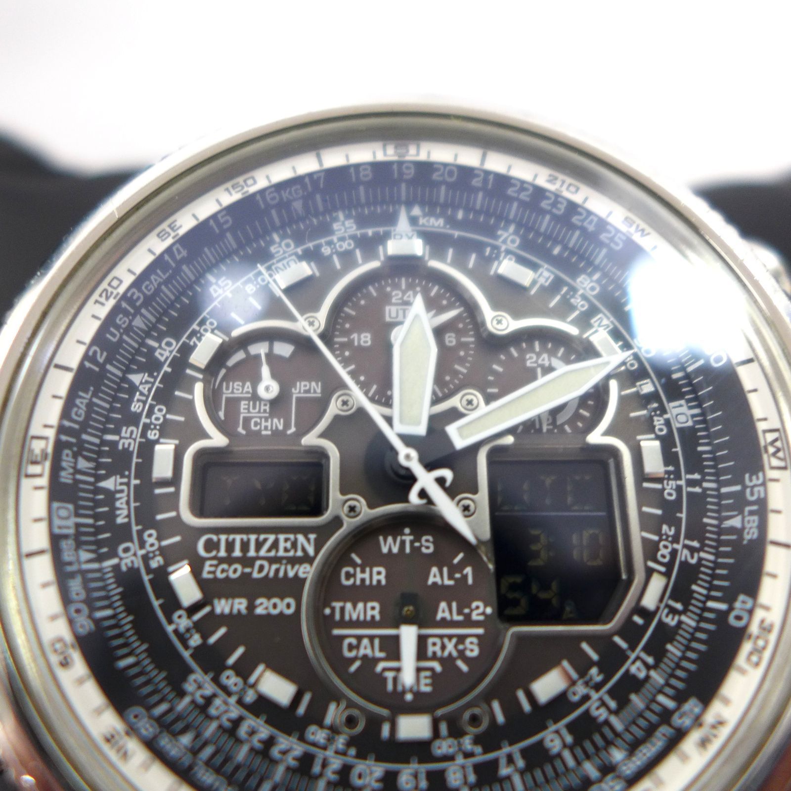 美品 CITIZEN NAVIHAWK ナビホーク エコドライブ メンズ 腕時計 電波 