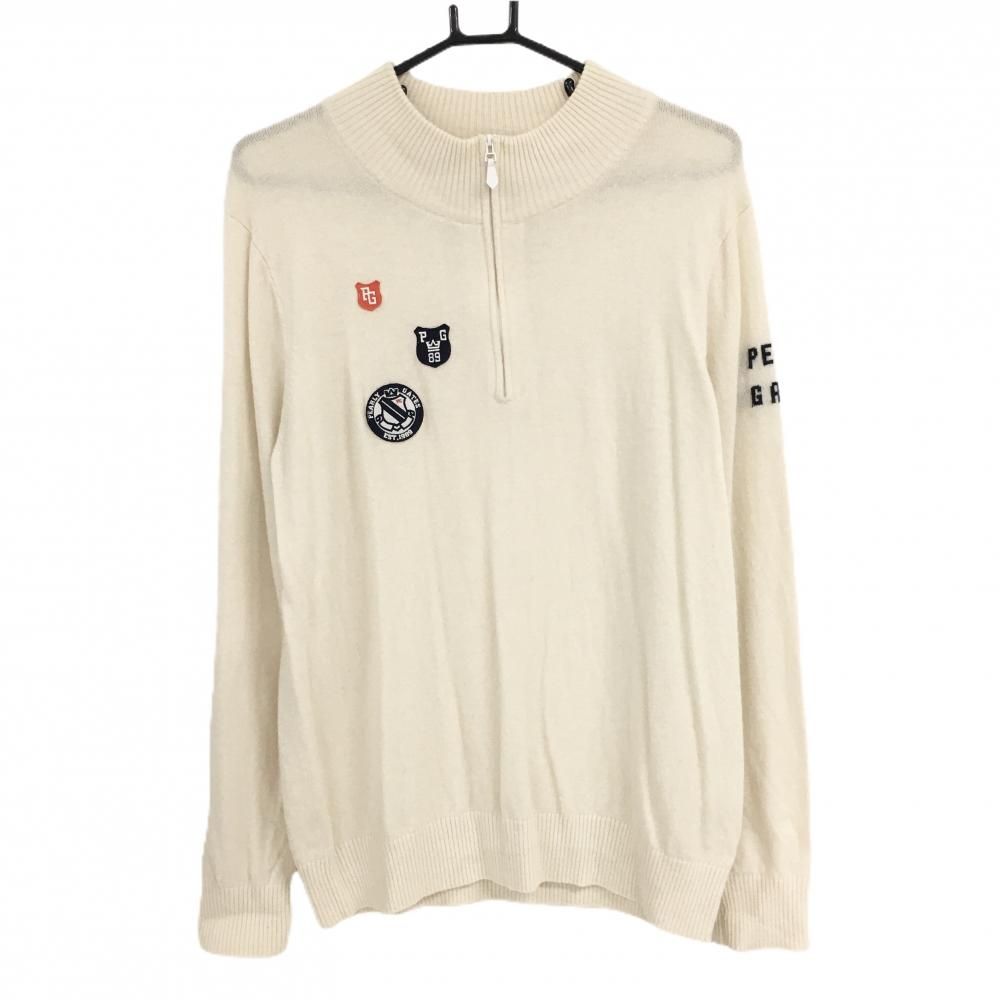 パーリーゲイツ セーター アイボリー ハーフジップ カシミヤ混 ニット