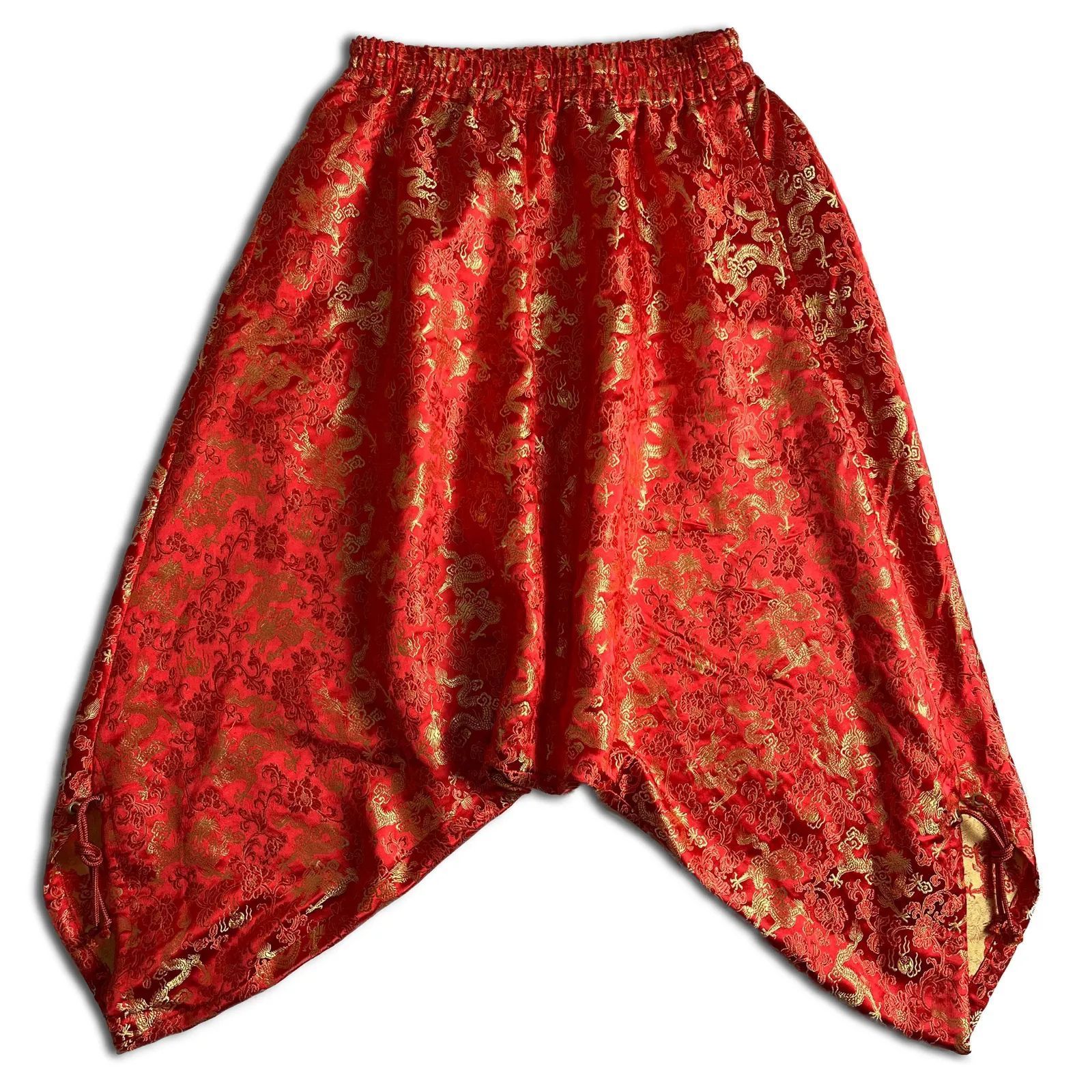 22SS】JUNYA WATANABE 中華刺繍 龍 イージーサルエルパンツ XS 赤×金
