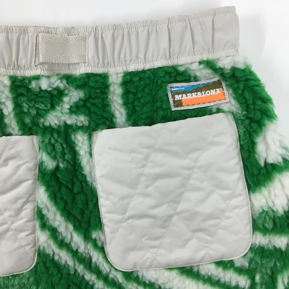 超美品】マークアンドロナ 中綿ボアスカート グリーン×白 総柄 スカル