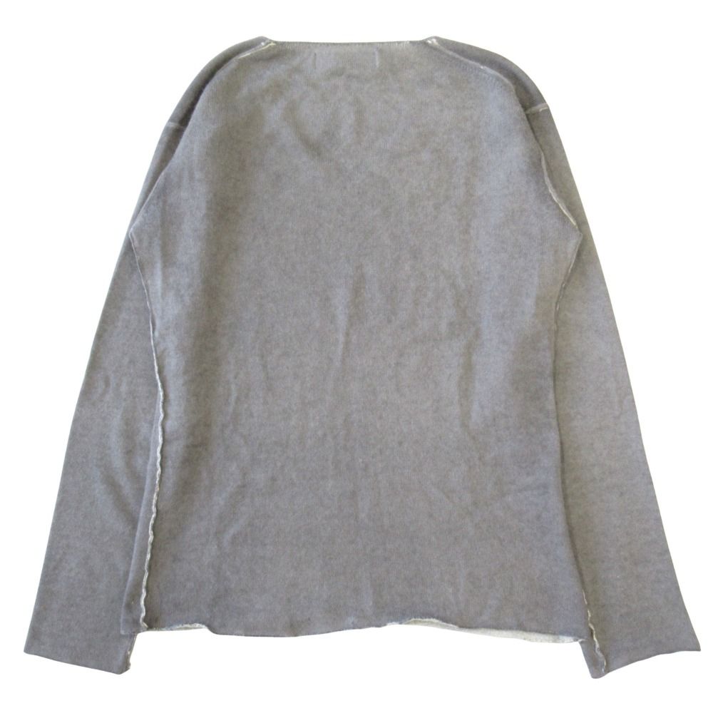 美品 ATTACHMENT アタッチメント カシミヤ100% ニット セーター カットソー 長袖 インサイドアウト Vネック サイズ2 グレー メンズ 古着 中古 USED