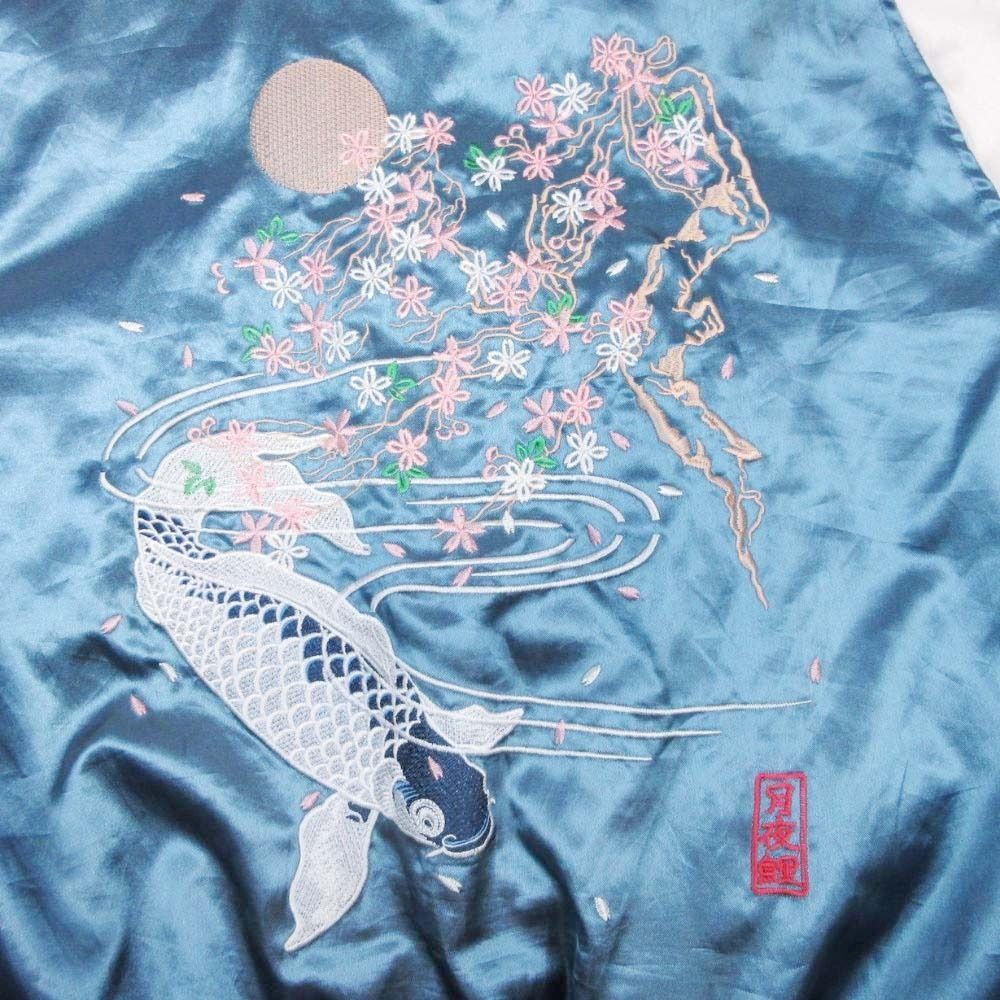 一心如鏡 スカジャン スーベニアジャケット 月夜鯉 和柄 刺繍ジャケット 黒 L 一心如鏡 イッシンニョキョウ 月夜鯉 刺繍 スカジャン スーベニア