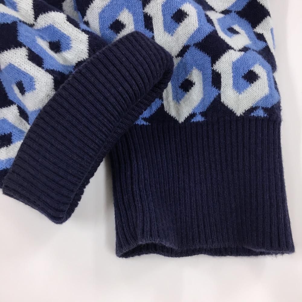 マスターバニー セーター ネイビー×ライトブルー×白 総柄 カシミヤ混