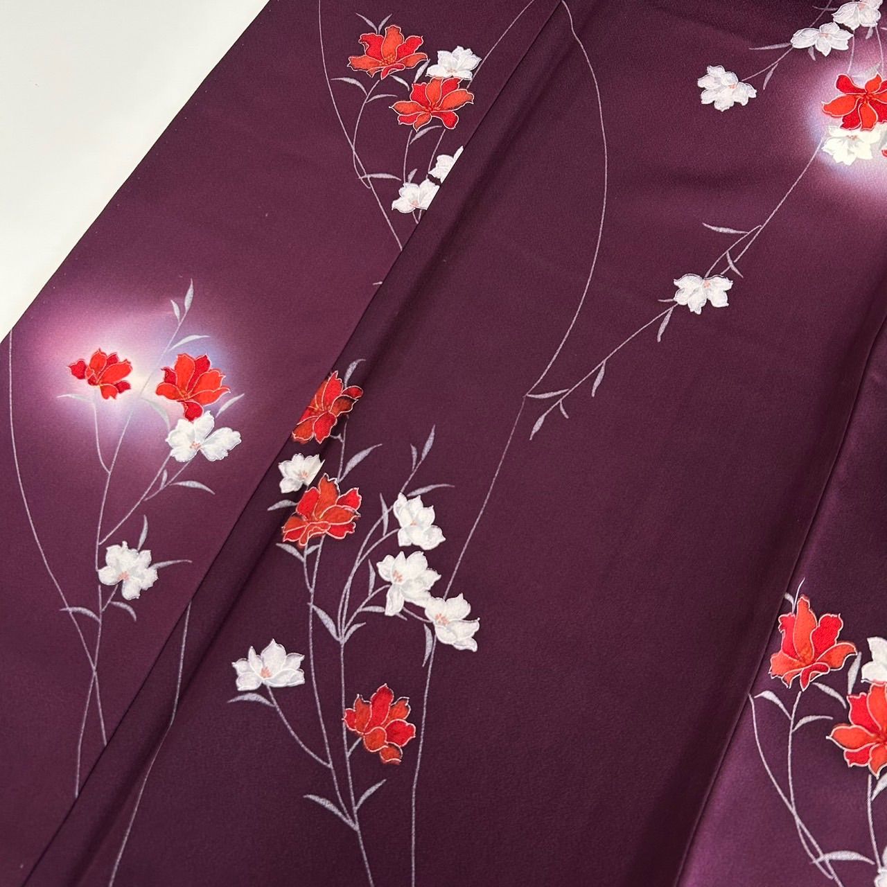 正絹　小紋　花柄　赤茶系　袷 小紋 上品な花柄の染め 正絹 着物 MK-3284 - メルカリ