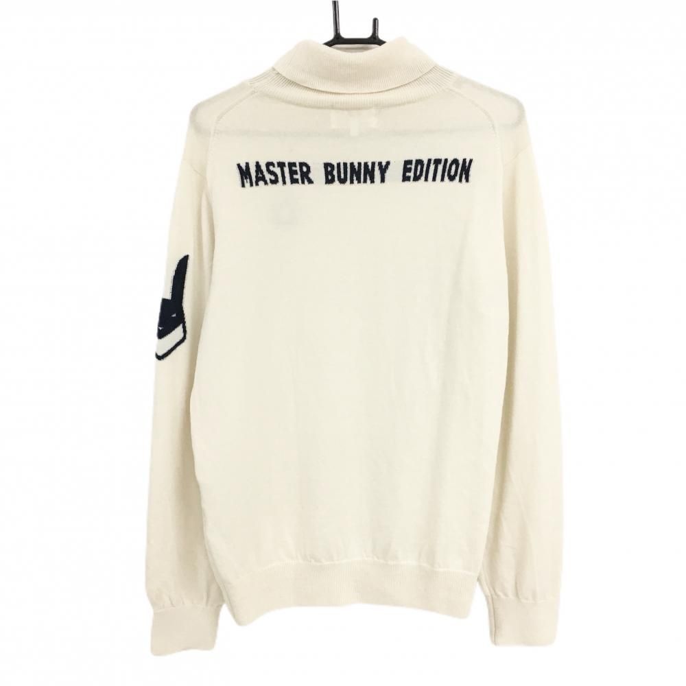 新品 MASTER BUNNY EDITION ハイネック タートル ニット マスターバニー タートルネックセーター アイボリー×ネイビー ロゴ