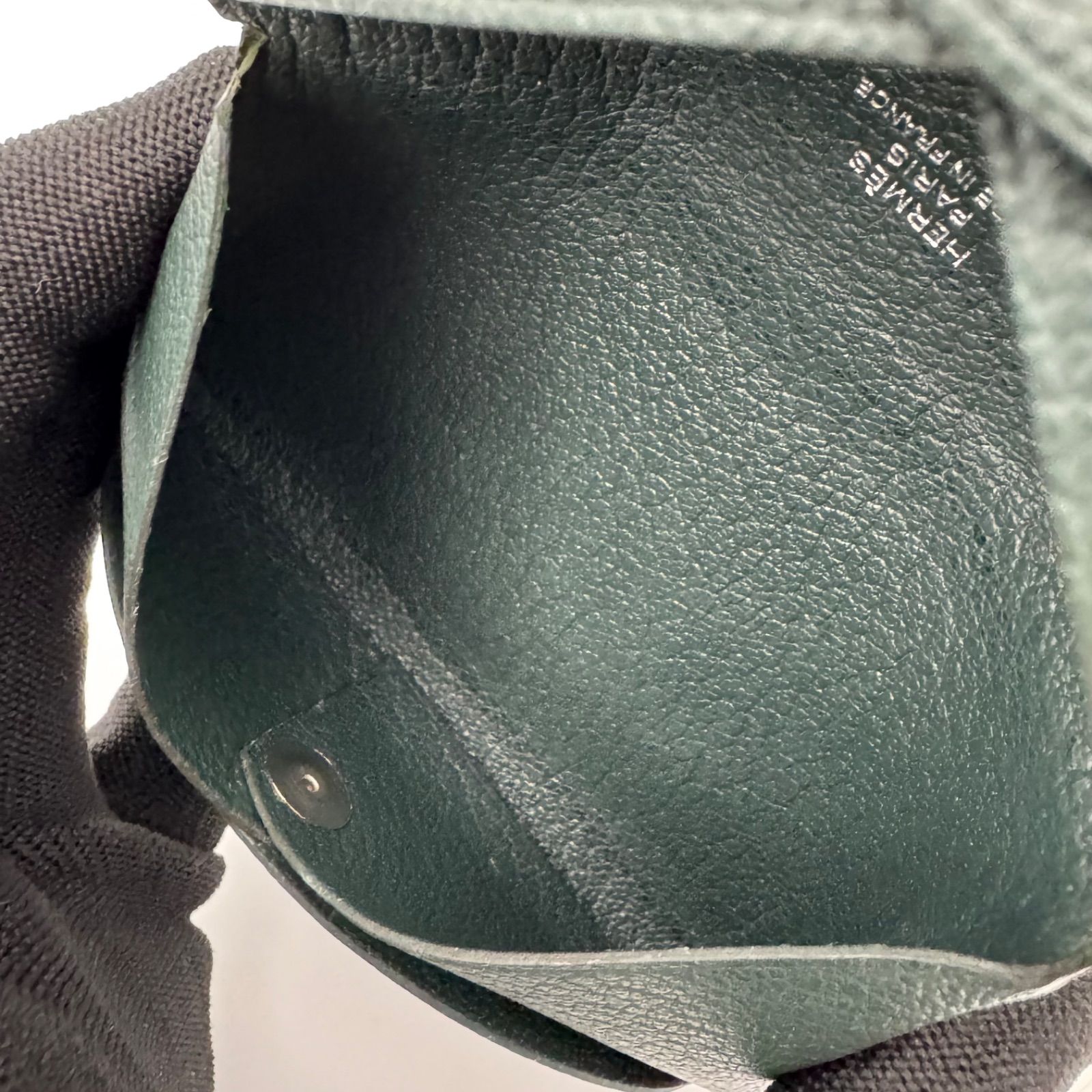 箱付き】エルメス HERMES カルヴィ カードケース 名刺入れ 深緑 ダーク