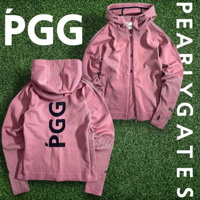 【韓国モデル】パーリーゲイツ ニットパーカー セットアップ 1 ピンク ゴルフ PGG by PEARLY GATES パーリーゲイツ ゴルフ アモッサニット 切替