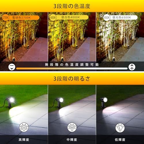 MEIKEE ガーデンライト スポットライト 12灯 リモコン付き 2700 K 4000 6500 切替 3段階調光 明暗センサー 自動点灯|消灯 2 H|4 H|6 Hタイマー機能付き コンセント式 常時点灯 メモリー機能 I e 16 fc 48 d