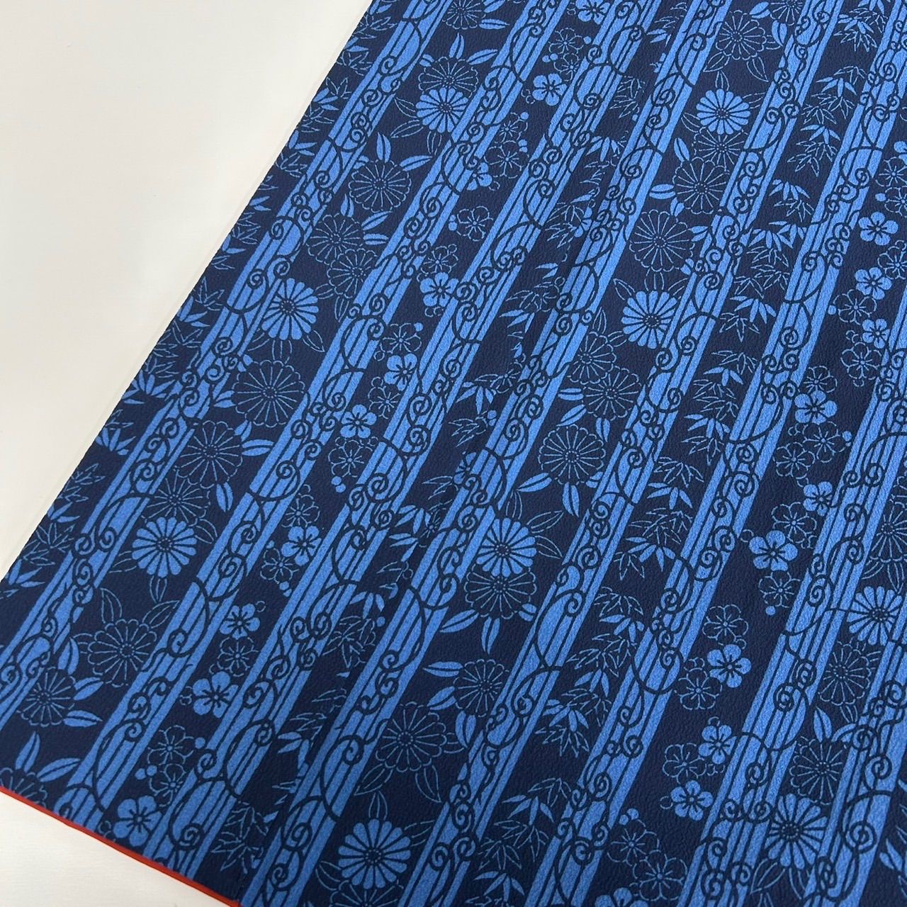 年末年始セール！　小紋　藍染　リーフ模様　裄67cm 正絹 お得なエブリデイロープライス】 【夏着物】 正絹京染紋紗小紋 ≪御