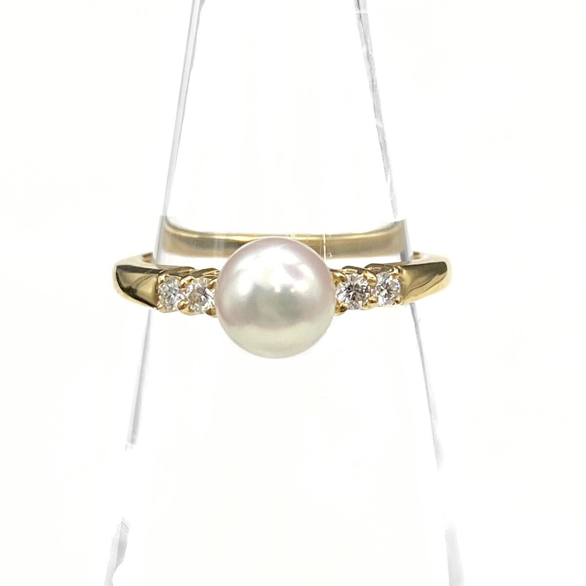 ミキモト MIKIMOTO パール デザインリング YG イエローゴールド 指輪 