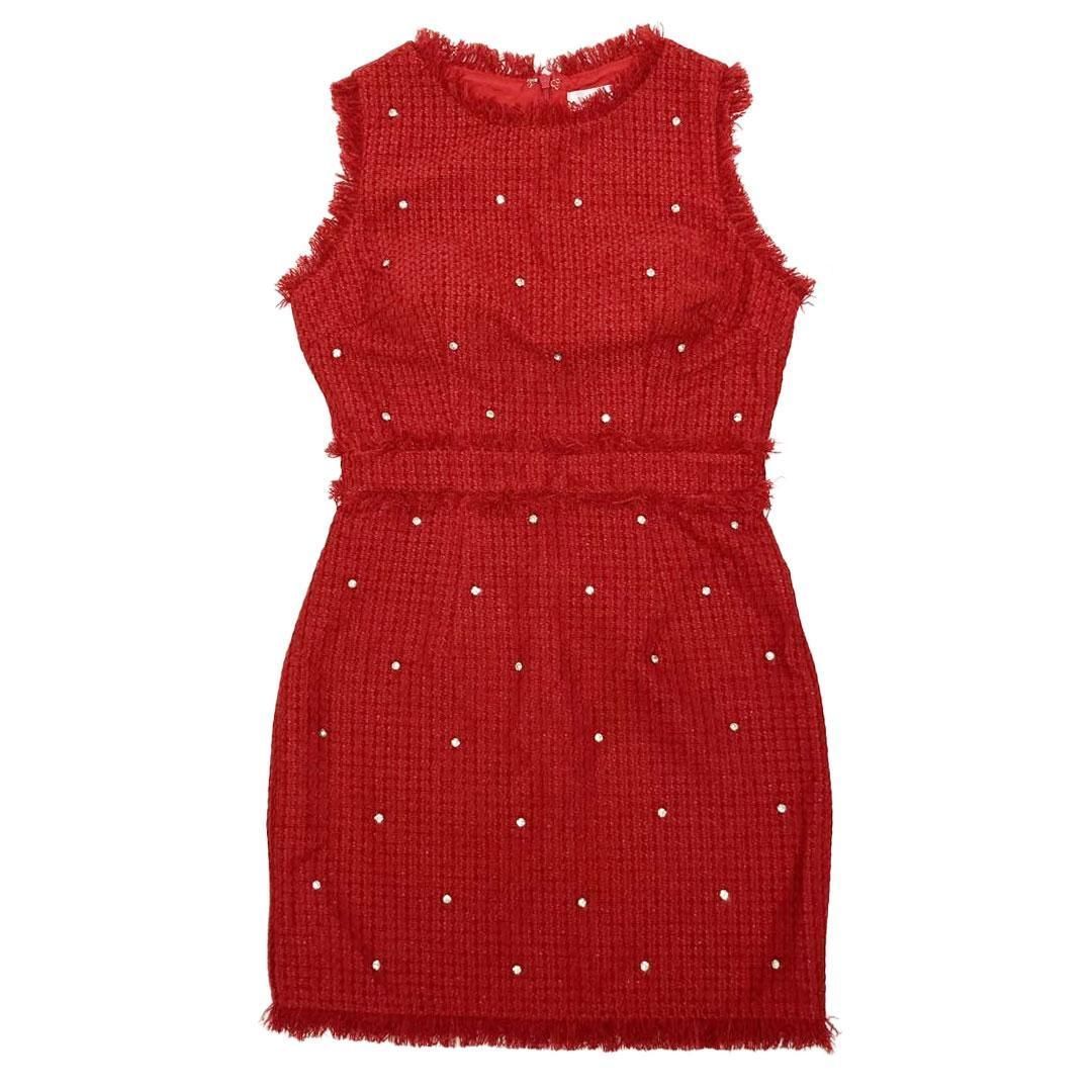 JEWELS / ジュエルズ】ビジューツイードノースリーブミニドレス ワイン