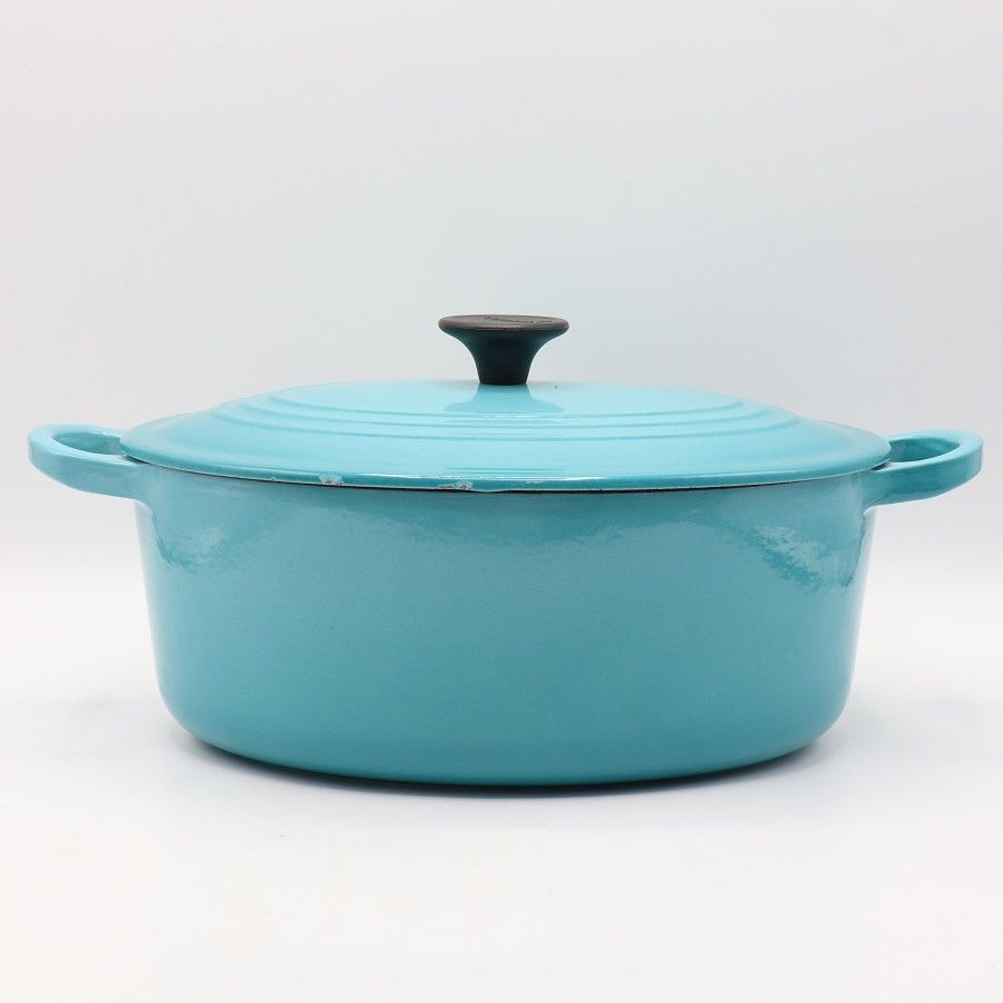 ル・クルーゼ ココット・オーバル 25cm カリビアンブルー ホーロー