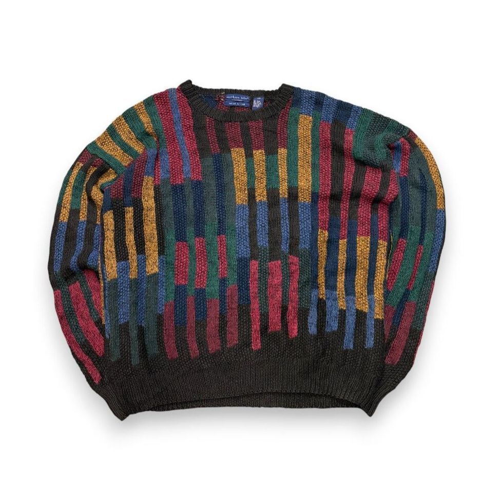 80s 90s 3Dニット ハンドメイド ボックスシルエット クレイジー