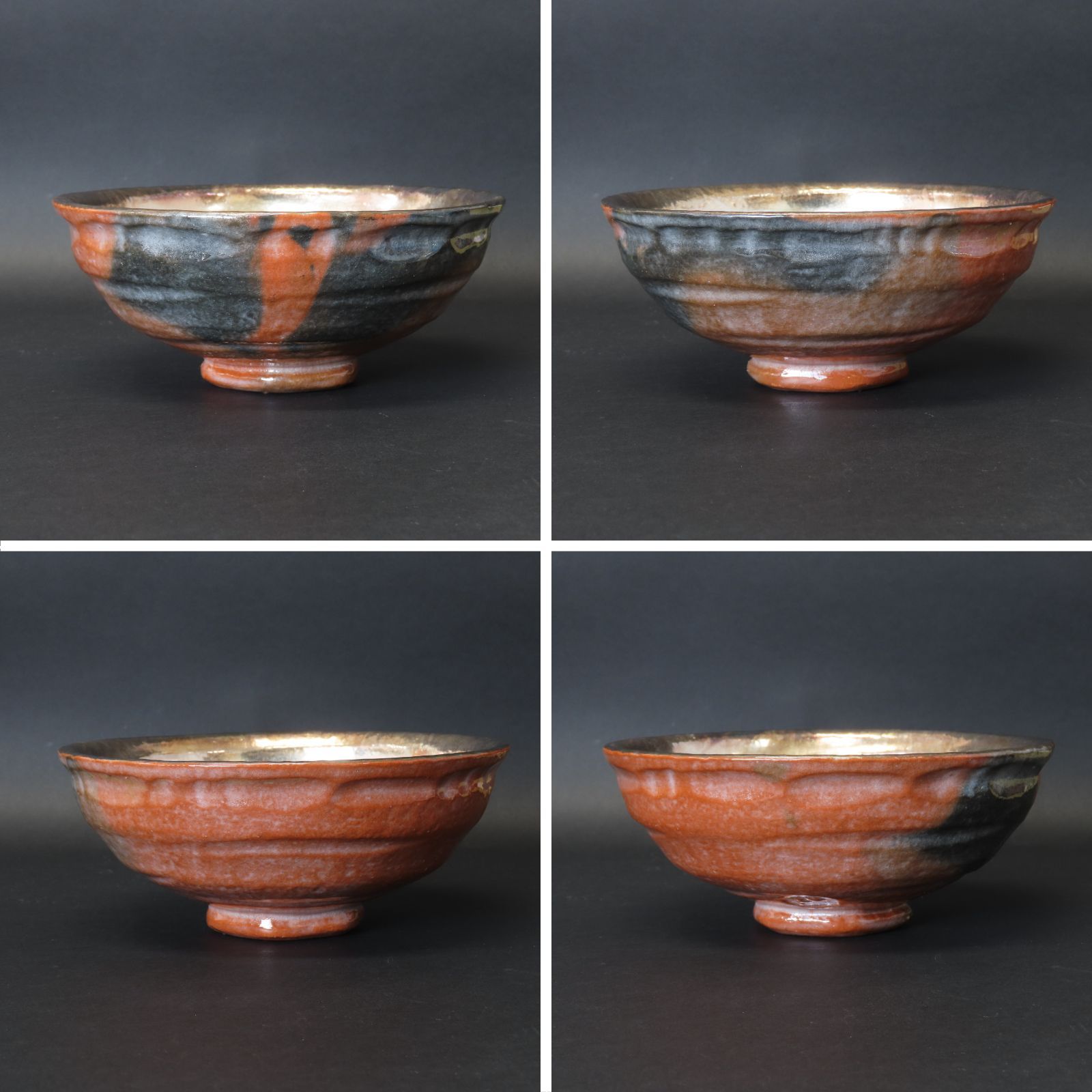 02s78 七世 川崎和楽 真作保証 茶道具 嶋台茶碗 金銀一双 赤楽茶碗 在