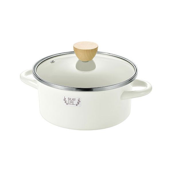 セット シルキーライフ ホーロー両手鍋 18 cm 手作りならではのやさしい風合い お手入れが簡単で臭いが移りにくい SLH-002 X 5