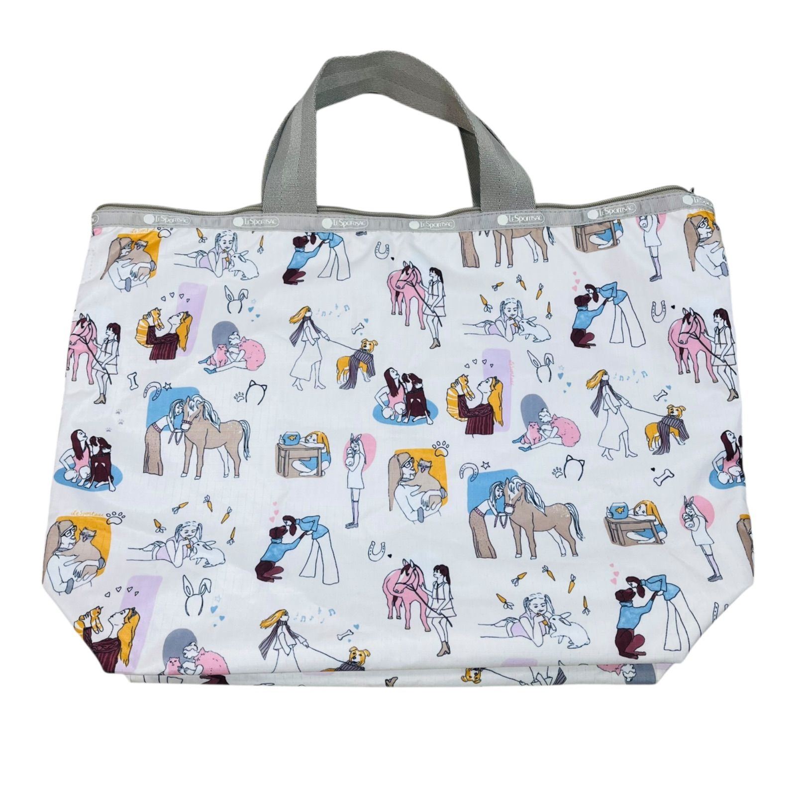 LeSportsac レスポートサック 大容量トートバッグ アニマル柄 ピンク 