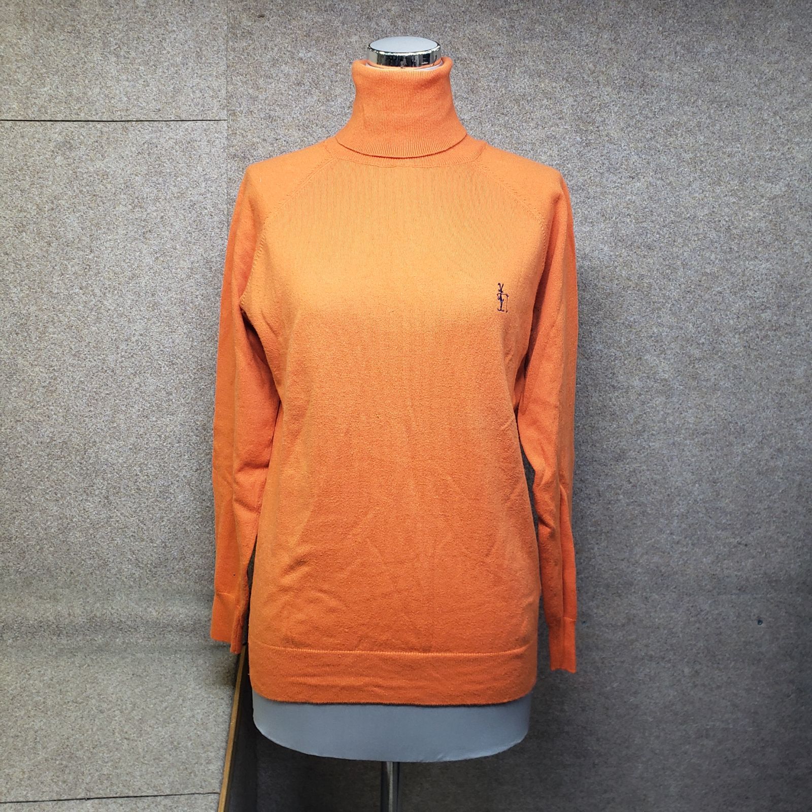 PEARLY GATES ニット タートルネック トップス 刺繍ロゴ オレンジ系