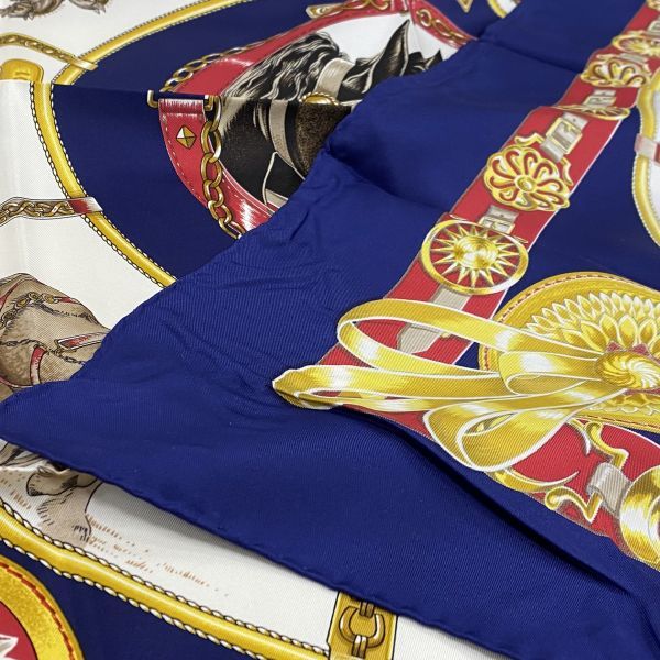 ○ エルメス HERMES カレ90 スカーフ バンダナ CHEVAUX DE TRAIT 輓馬
