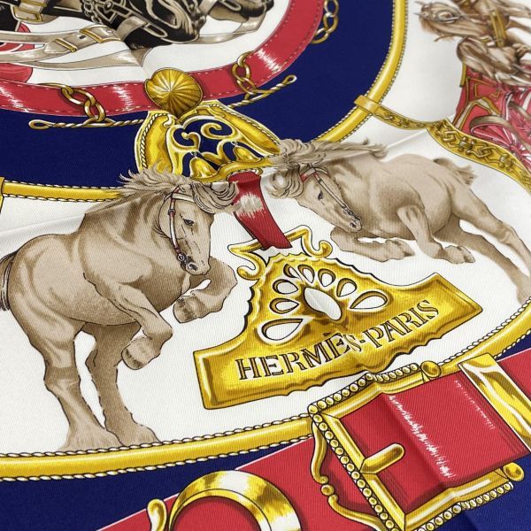 ○ エルメス HERMES カレ90 スカーフ バンダナ CHEVAUX DE TRAIT 輓馬