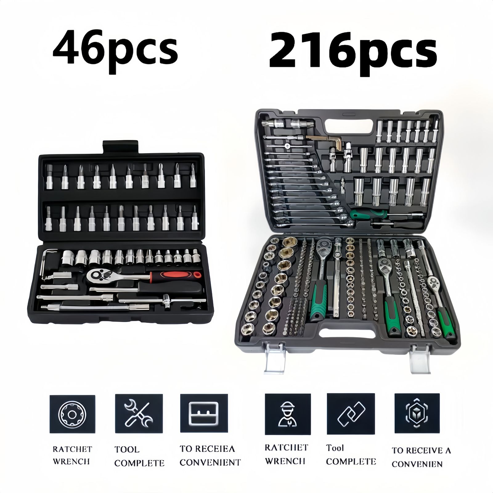 車/家庭/ガレージ対応】メカニカルスリーブセット 216/46ピース 1/2 1