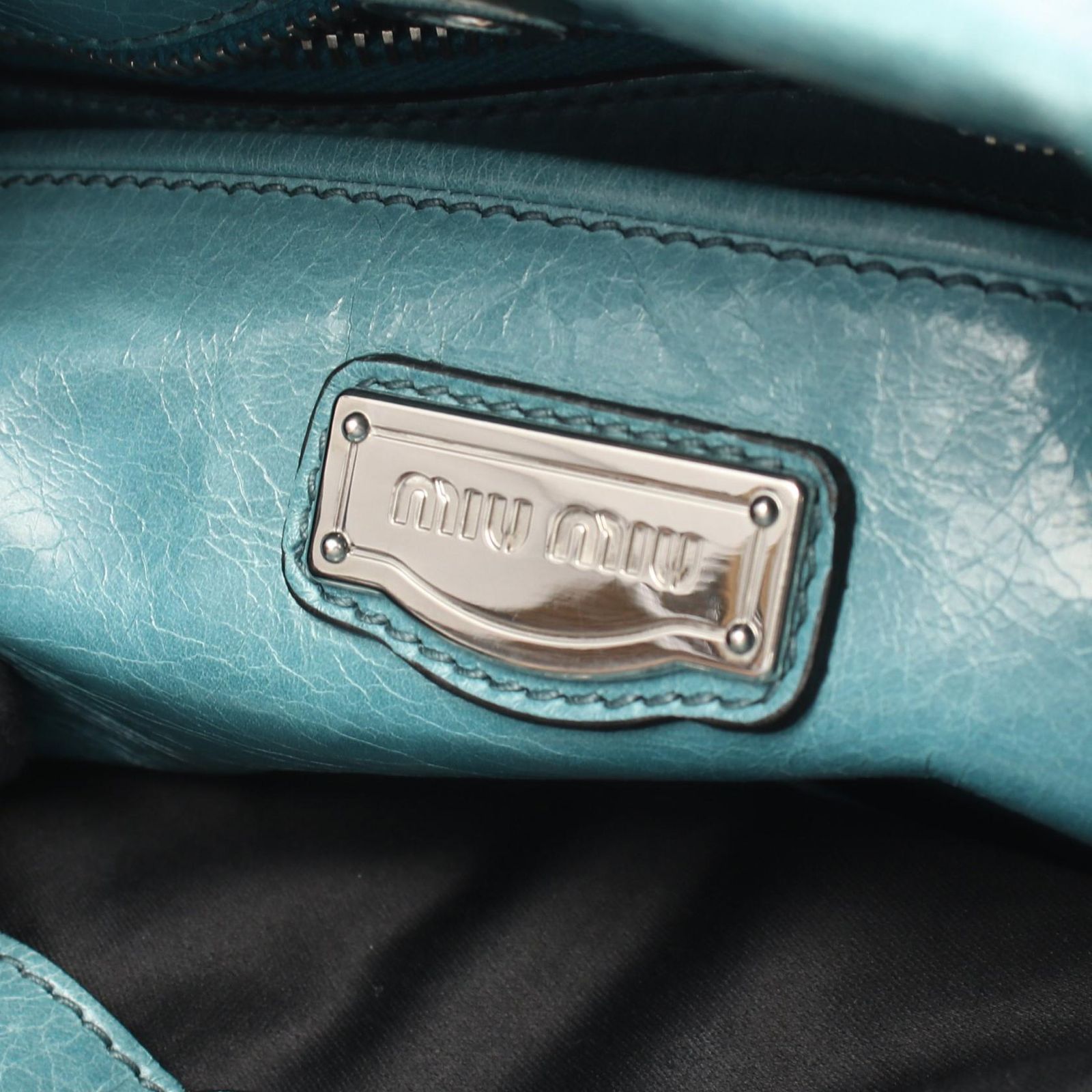 ミュウ ミュウ ミュウ Miu Miu ハンドバッグ VITELLO LUX RT0383 ブルー