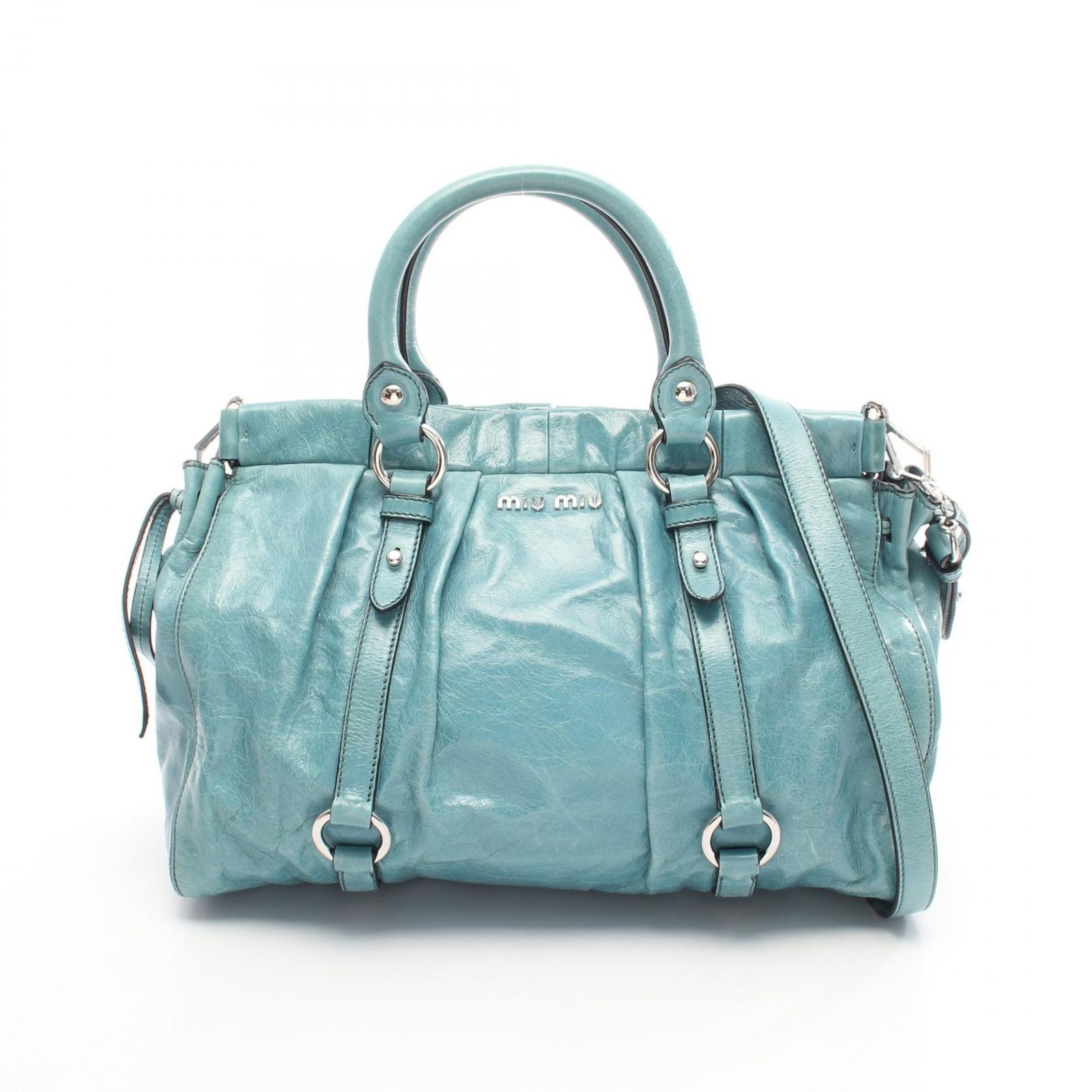 ミュウ ミュウ ミュウ Miu Miu ハンドバッグ VITELLO LUX RT0383 ブルー