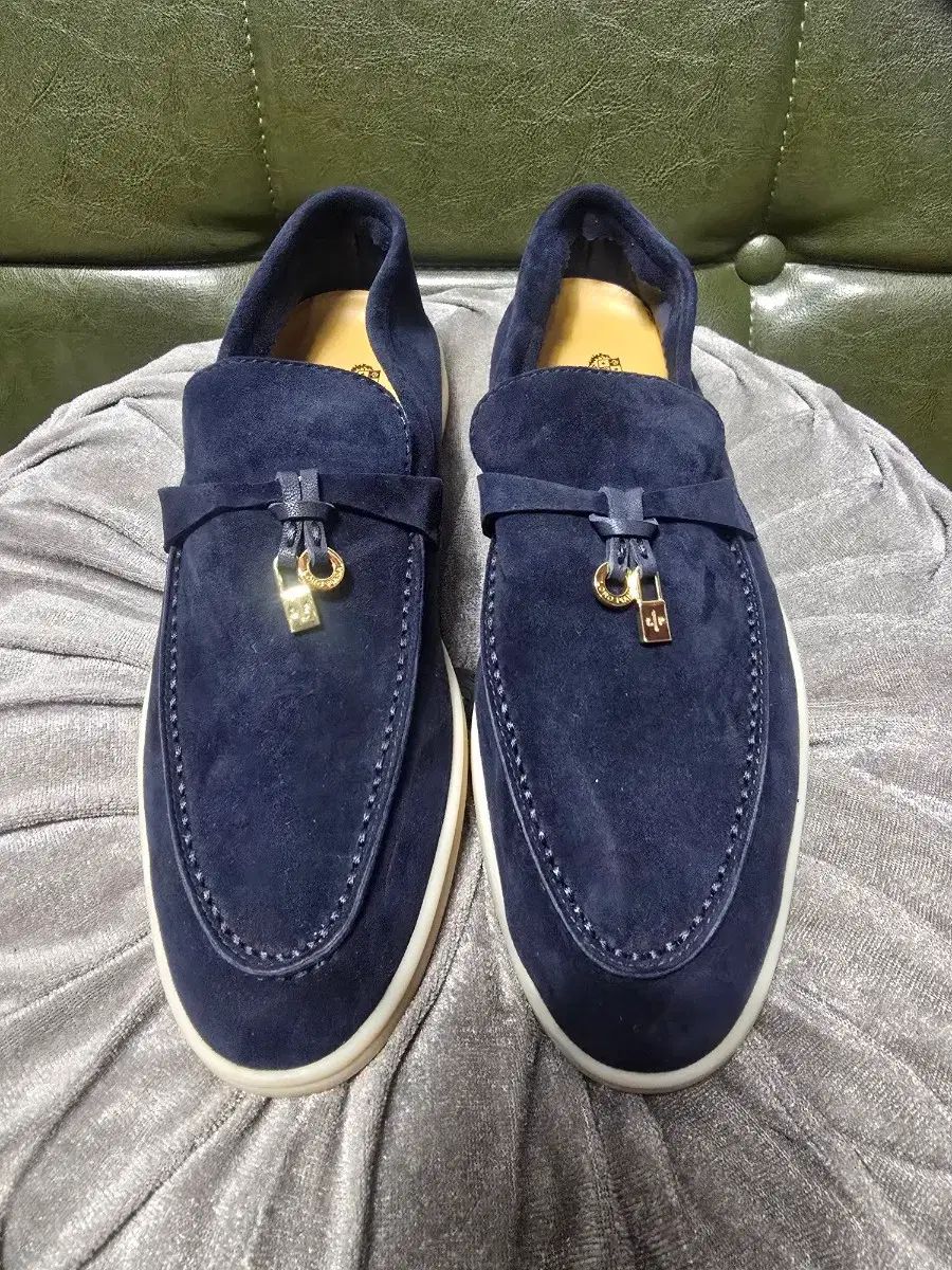 ロロピアーナ サマーウォーク 38 青系 モカシン スエード ローファー ロロピアーナ ローファー38 ロロピアーナ サマーウォーク 38 青系