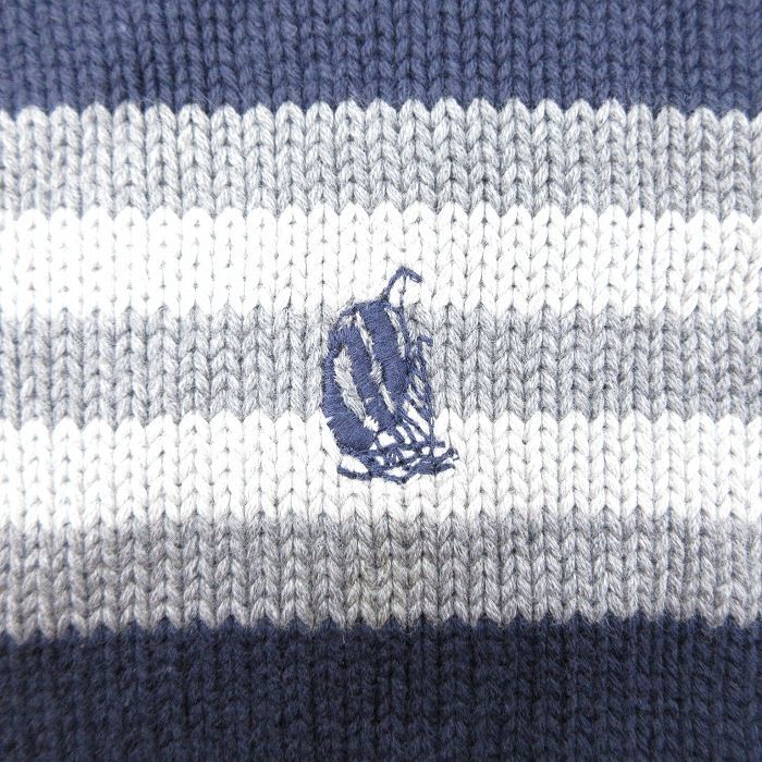 XL/古着 ノーティカ 長袖 ブランド セーター メンズ 90年代 90s ワンポイントロゴ コットン Vネック 紺他 25dec03