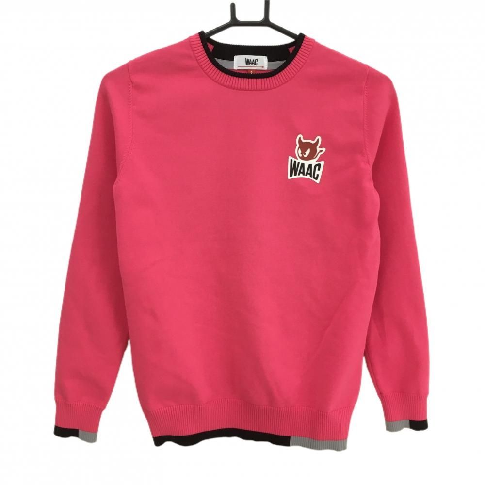 美品】ワック セーター 蛍光ピンク ニット ロゴ レディース 2(M