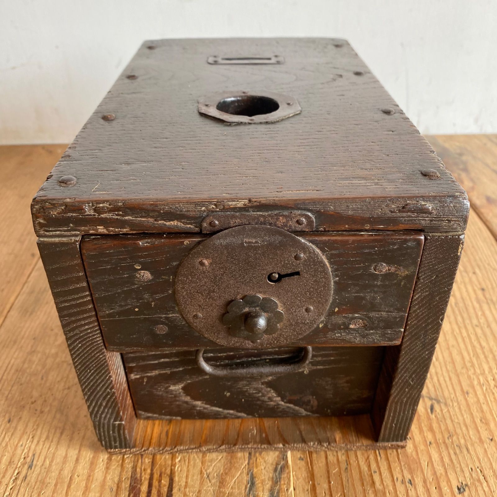 アンティーク 銭箱 貯金箱 銭函 無垢材 骨董 y551 - メルカリ