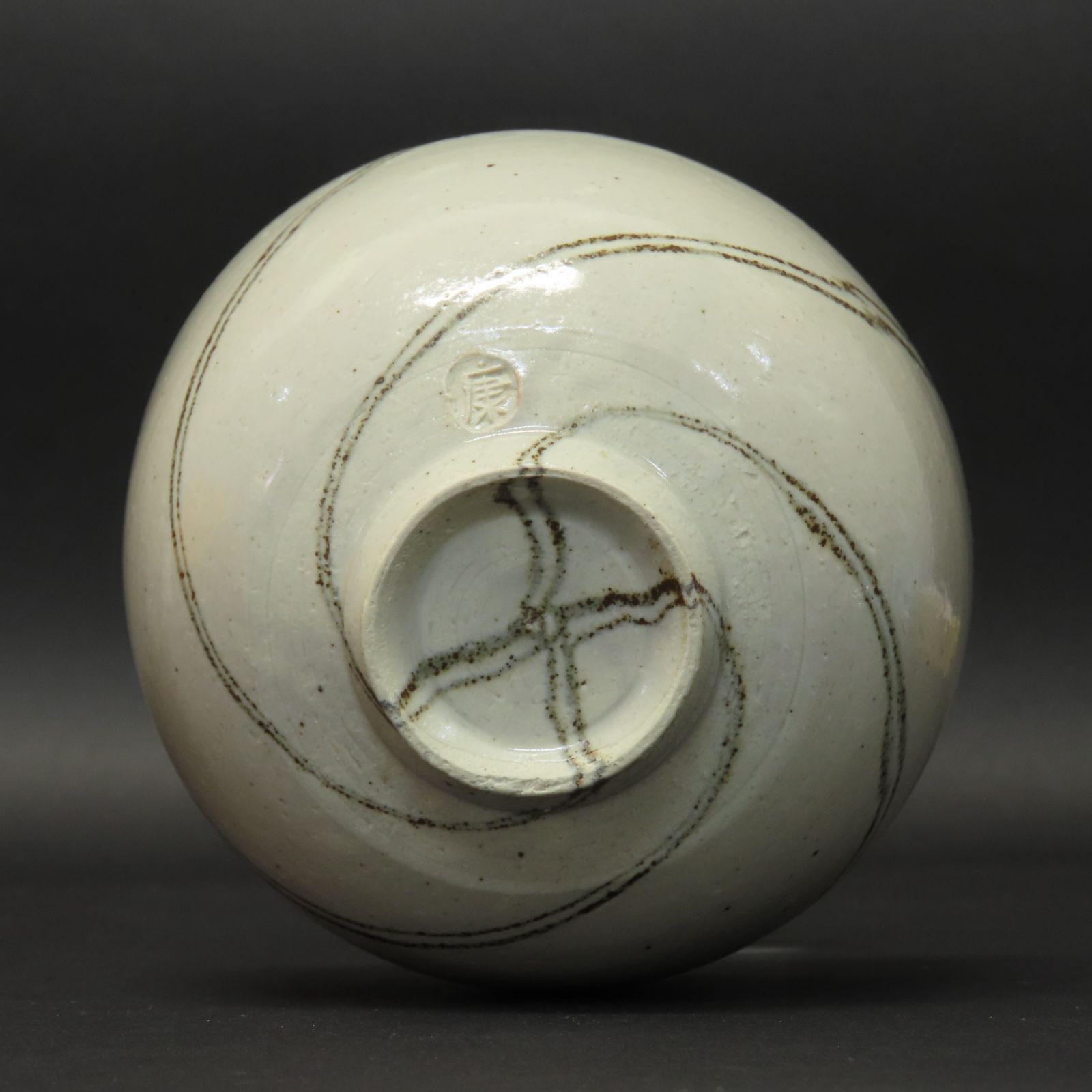 02s79 美品 人間国宝 松井康成 真作保証 練上茶碗 在銘 共箱/茶道具