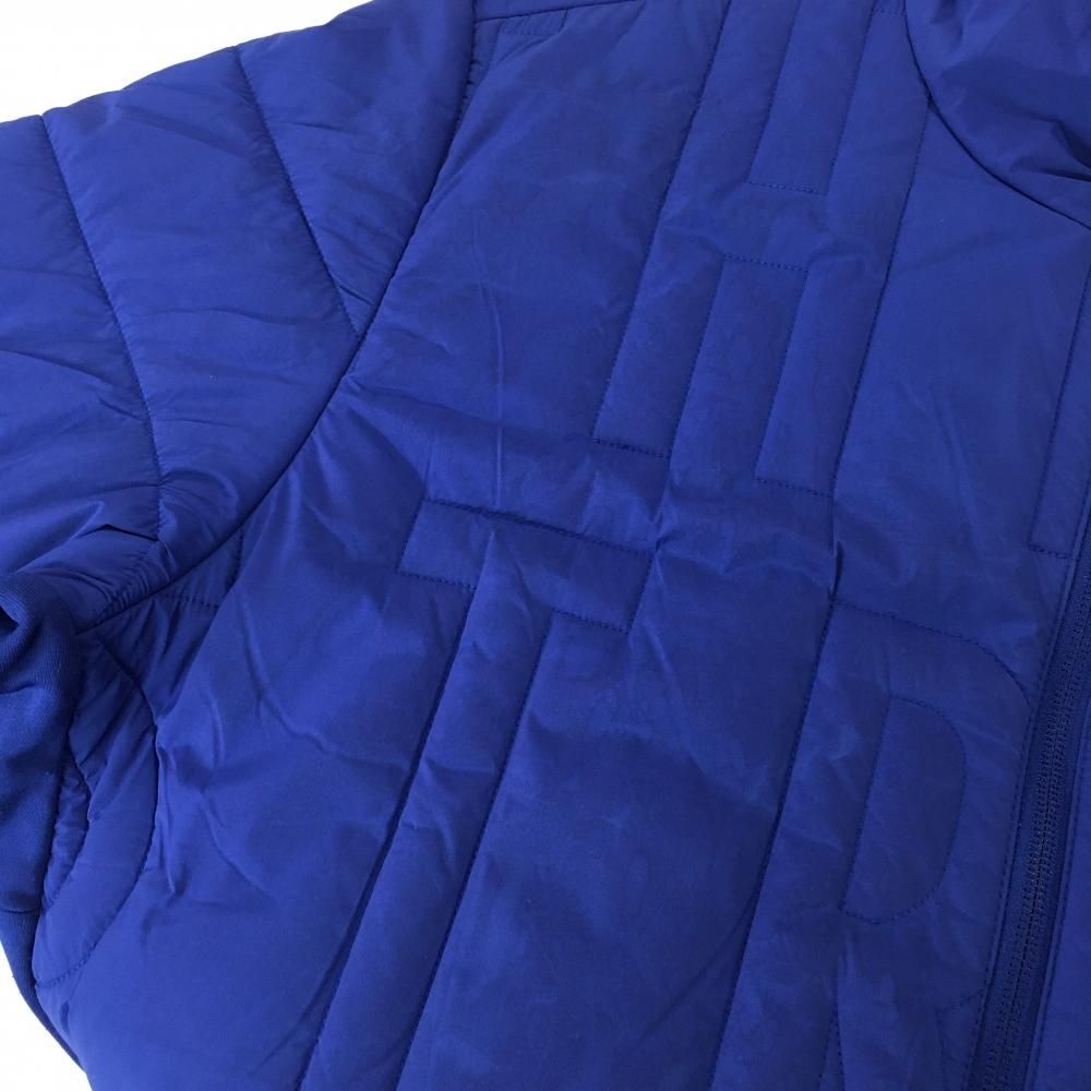 アディダス 中綿ジャケット ブルー系 英字柄 サイド切替 ダブルジップ