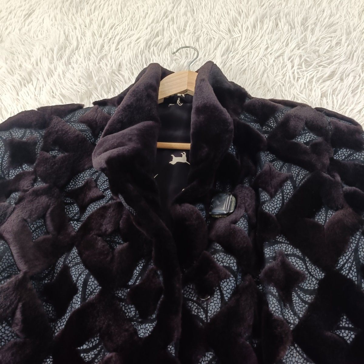 サガミンク シェアードミンク ファーコート ミンクコート 裏地犬柄