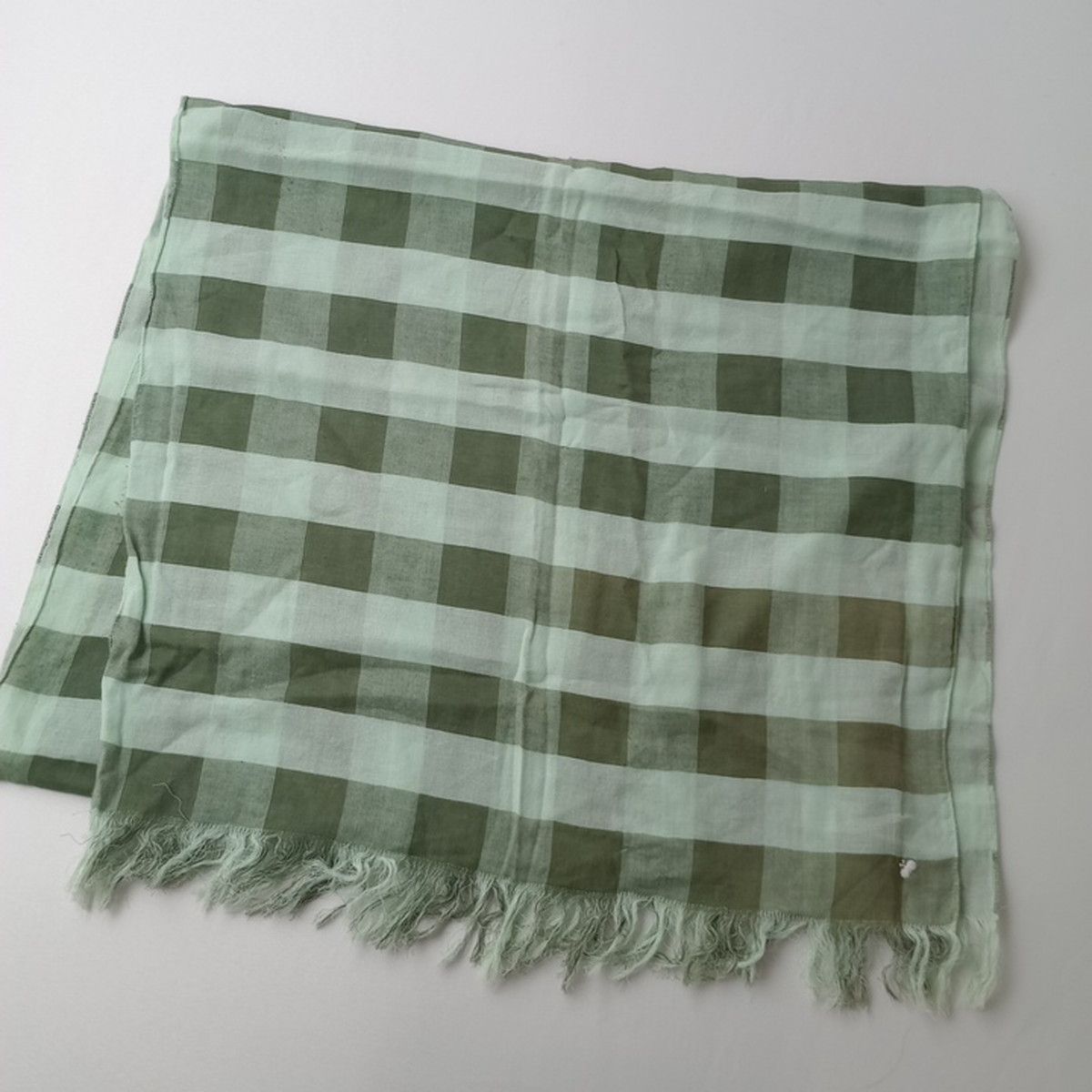 ◯ mina perhonen ミナペルホネン チェックフリンジストール 蝶々 刺繍