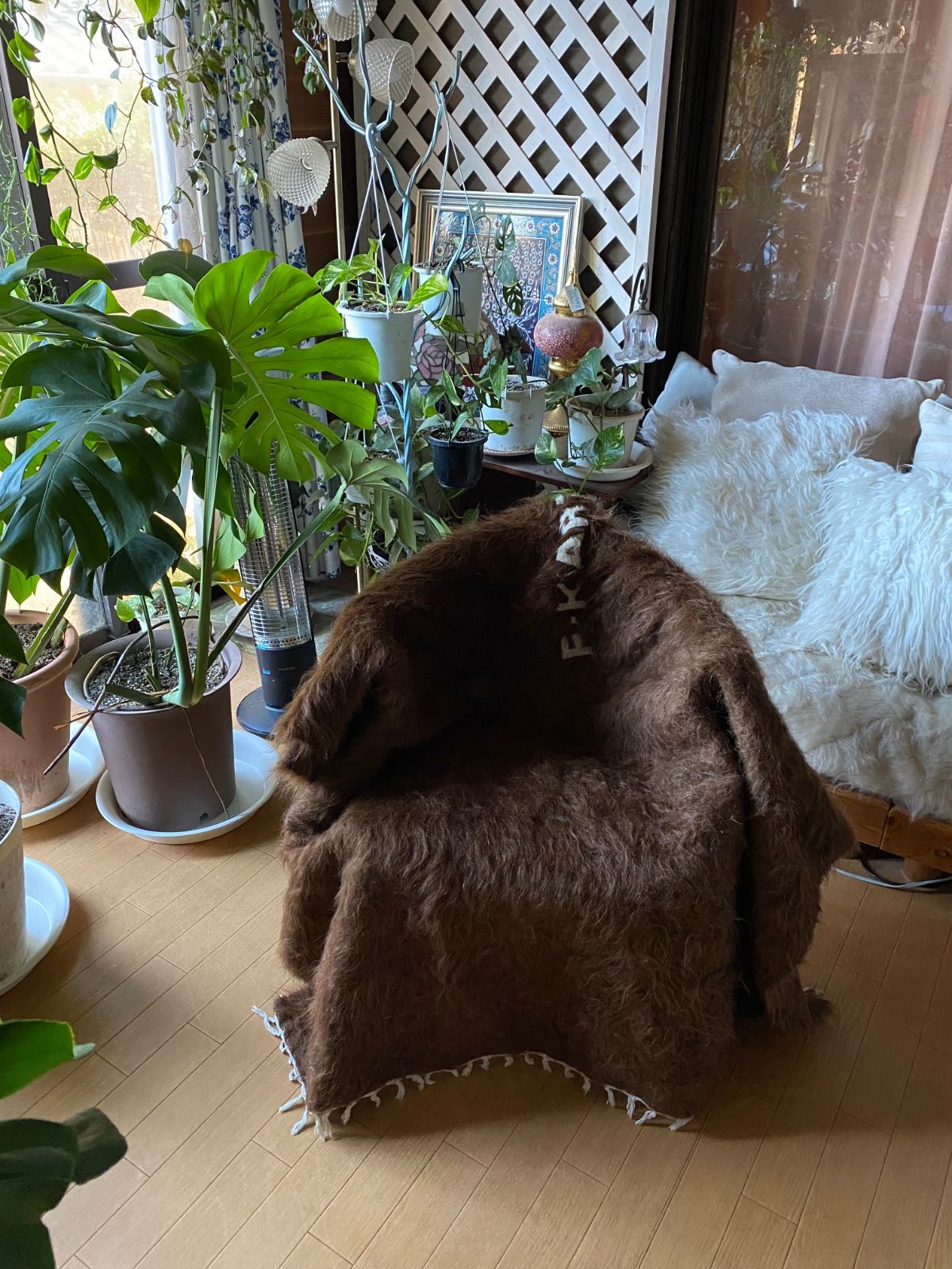 貴重なチョコレート茶の古い極上のアンゴラヤギのモヘア織られた