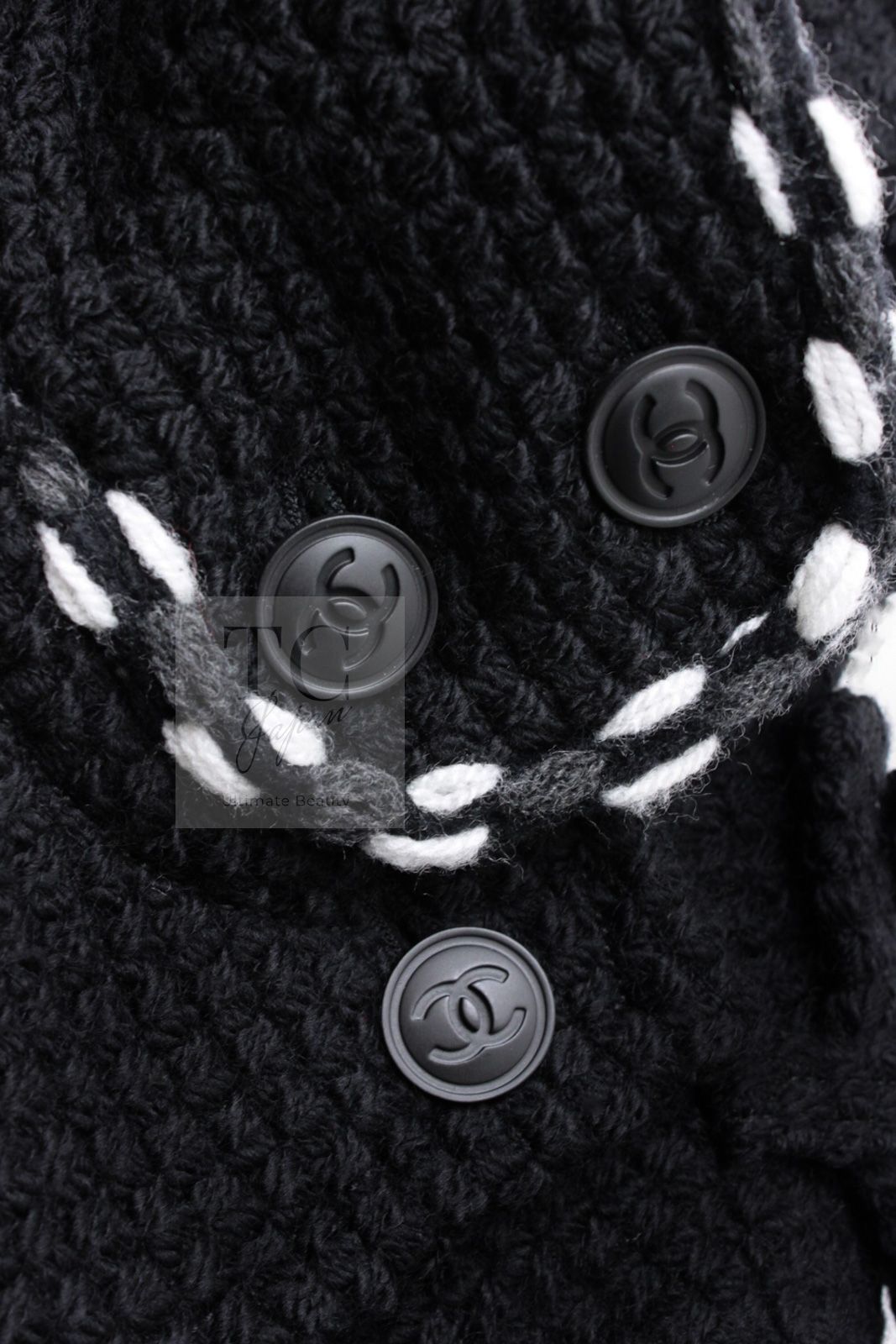 シャネル ジャケット コート CHANEL ブラック ホワイト 黒白 グレー  