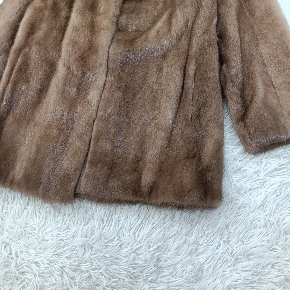 着丈74cm デミバフミンク ファーコート ミンクコート リアルファー 貂
