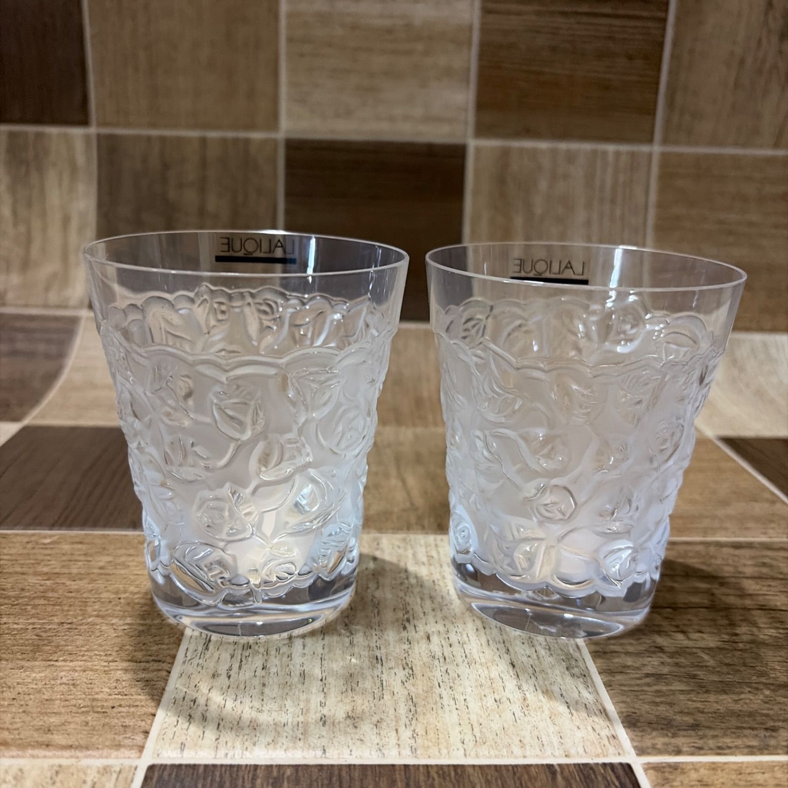 展示未使用品 LALIQUE ラリック グラス 2点セット ローズ ペア - メルカリ