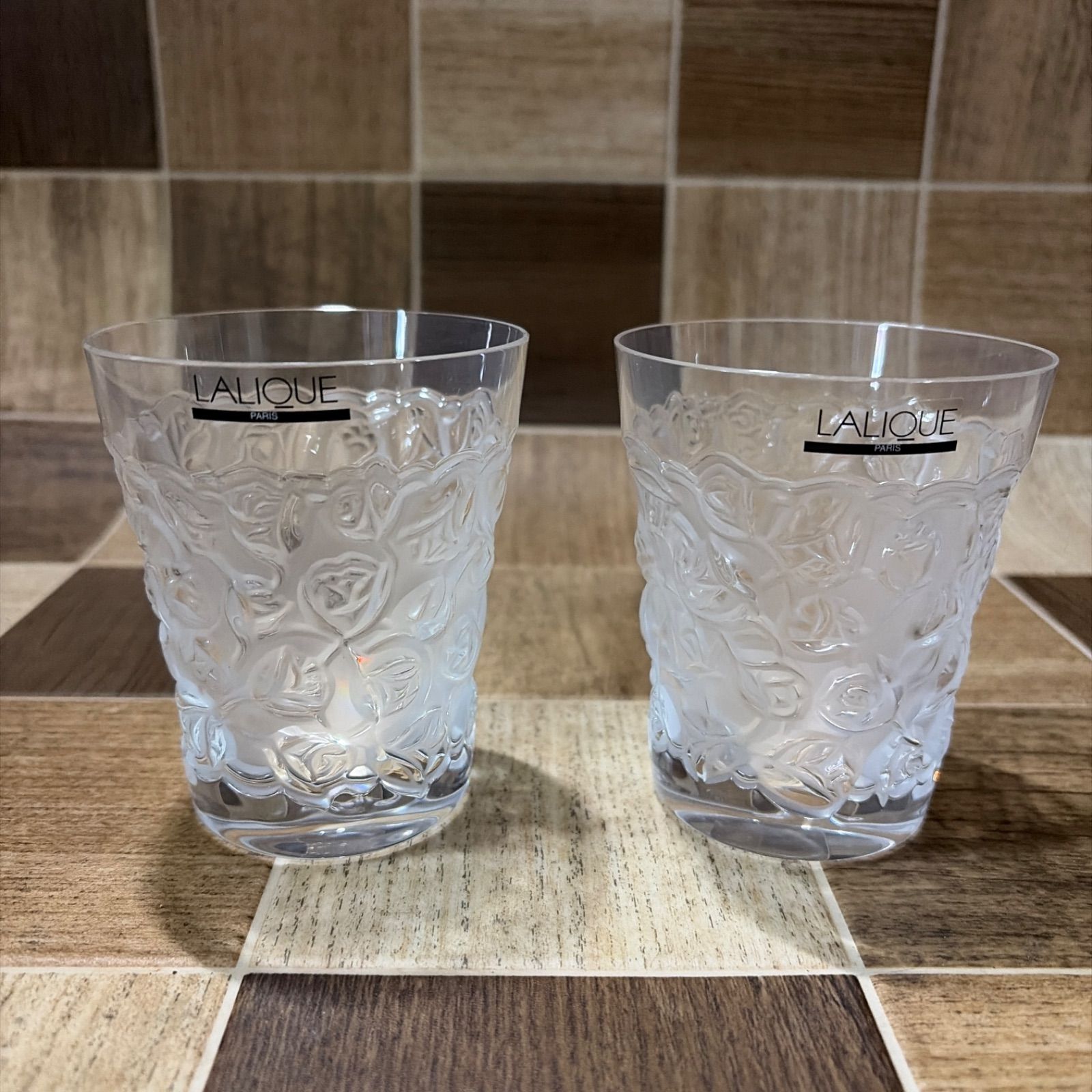 展示未使用品 LALIQUE ラリック グラス 2点セット ローズ ペア - メルカリ