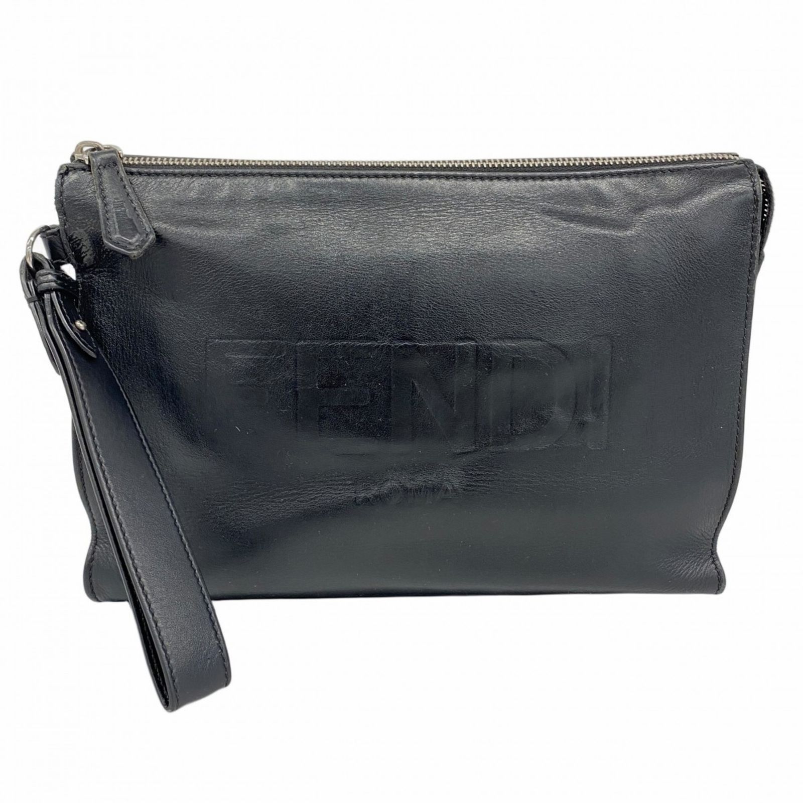 フェンディ(Fendi) フェンディ クラッチバッグ レザー ブラック 