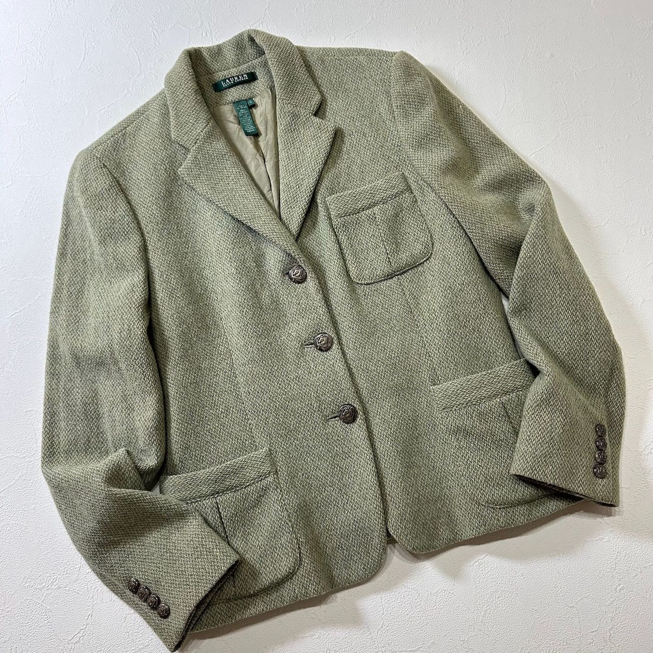 Ralph Lauren レディース ツイード テーラードジャケット グリーン 12 