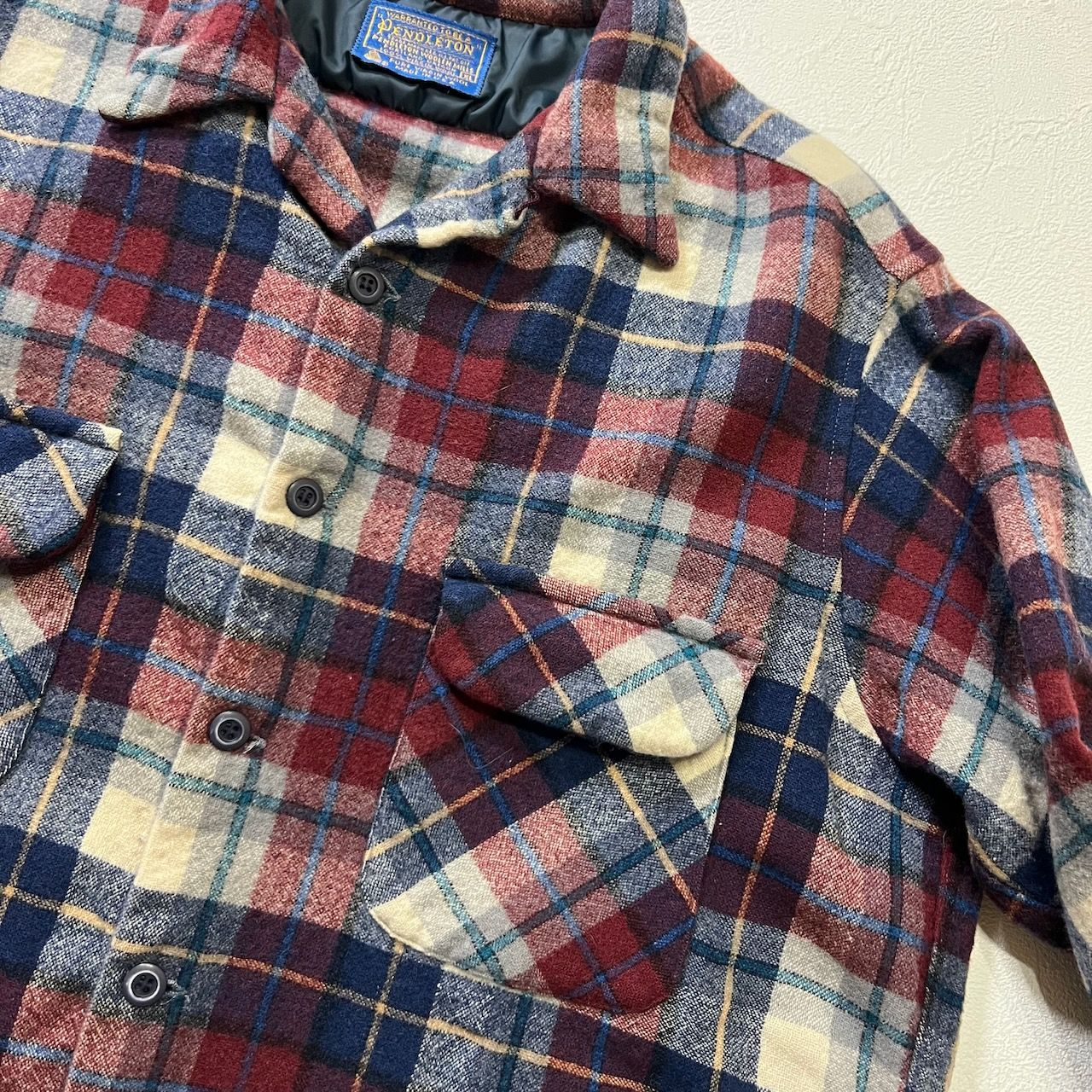 70s USA PENDLETON ウール 開襟 オープンカラー チェック ボードシャツ 70s USA PENDLETON ウール 開襟 オープンカラー チェック ボードシャツ