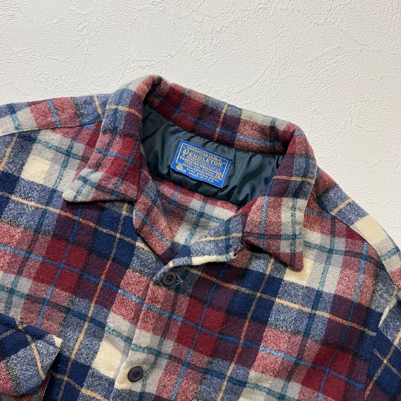 70s USA PENDLETON ウール 開襟 オープンカラー チェック ボードシャツ