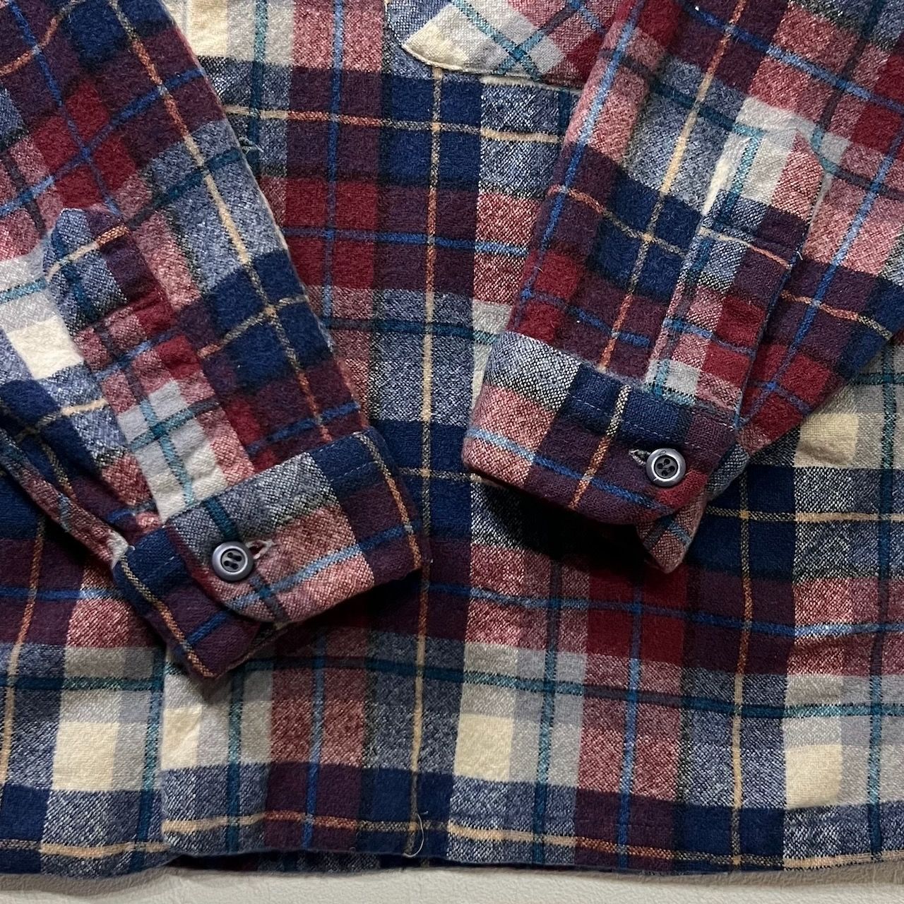 【極美品】 70s PENDLETON 開襟 ボードシャツ チェック USA製 PENDLETON◇70s/USA製/開襟/ボードシャツ/長袖シャツ/L/ウール/GRN