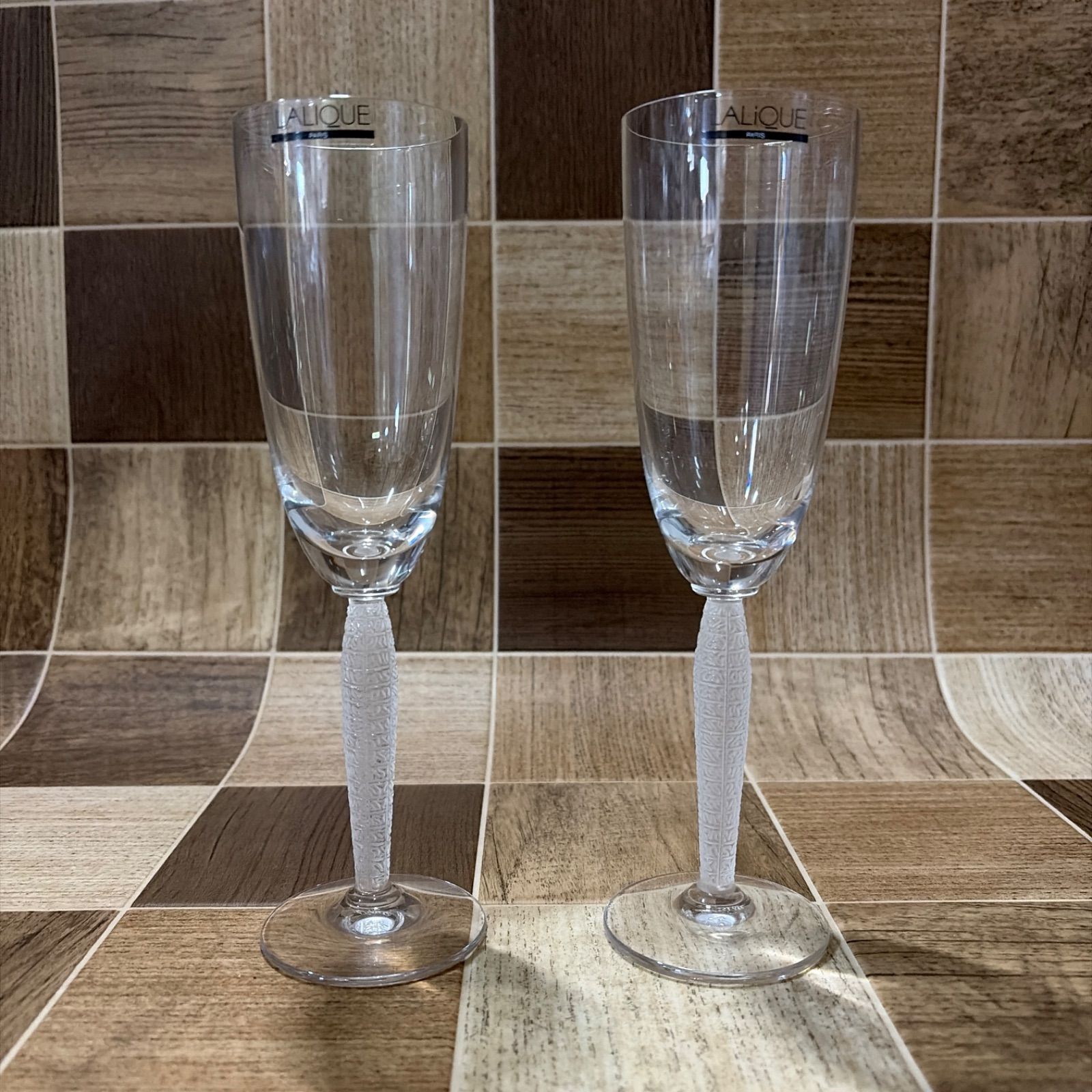 展示♥品 LALIQUE ラリック シャンパングラス ペア 2点セット シャンパンフルート