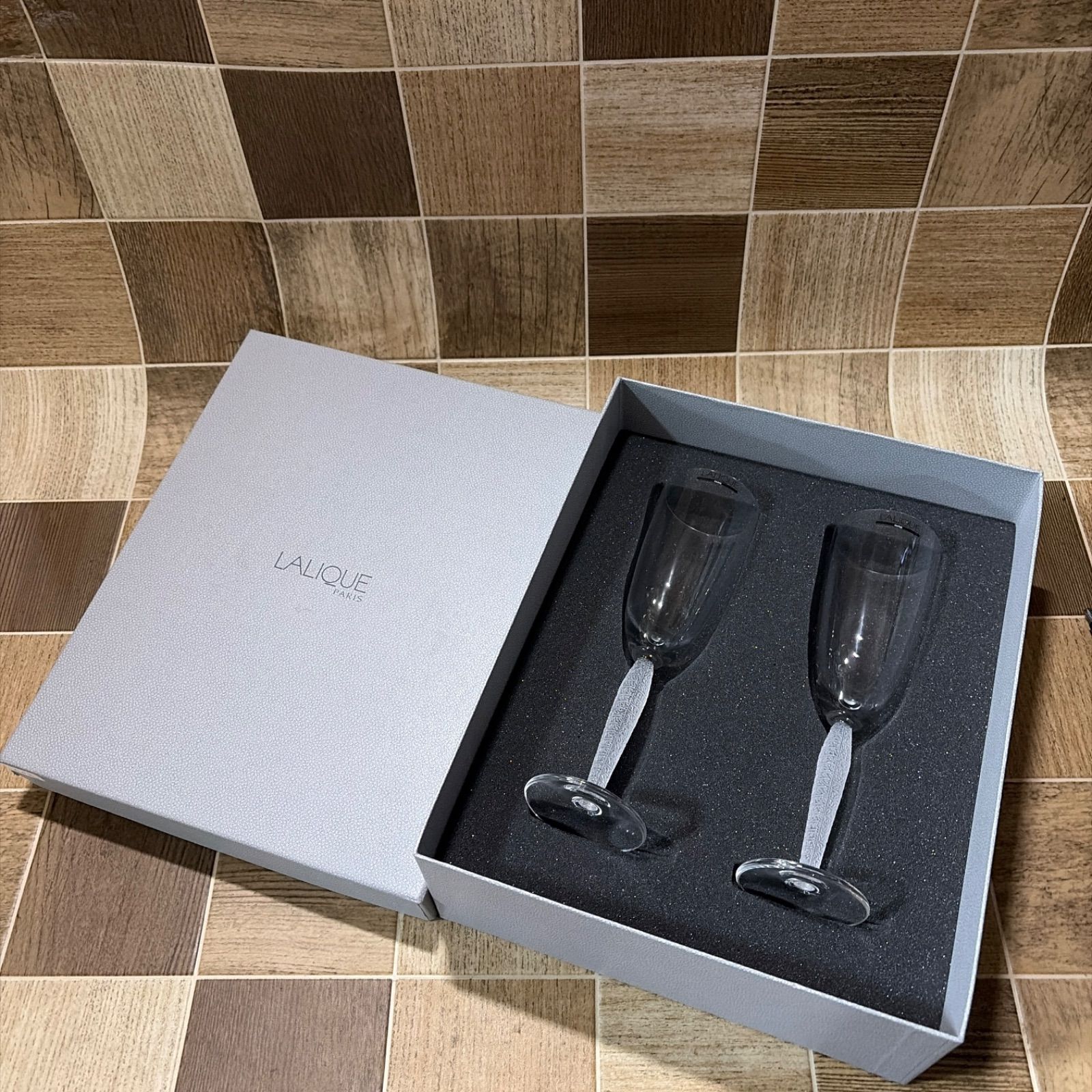 展示♥品 LALIQUE ラリック シャンパングラス ペア 2点セット シャンパンフルート