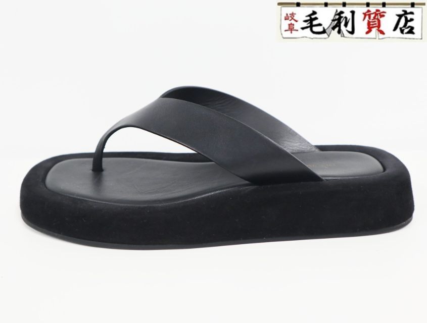 ザロウ THE ROW GINZA ギンザ レザー トングサンダル ブラック サイズ