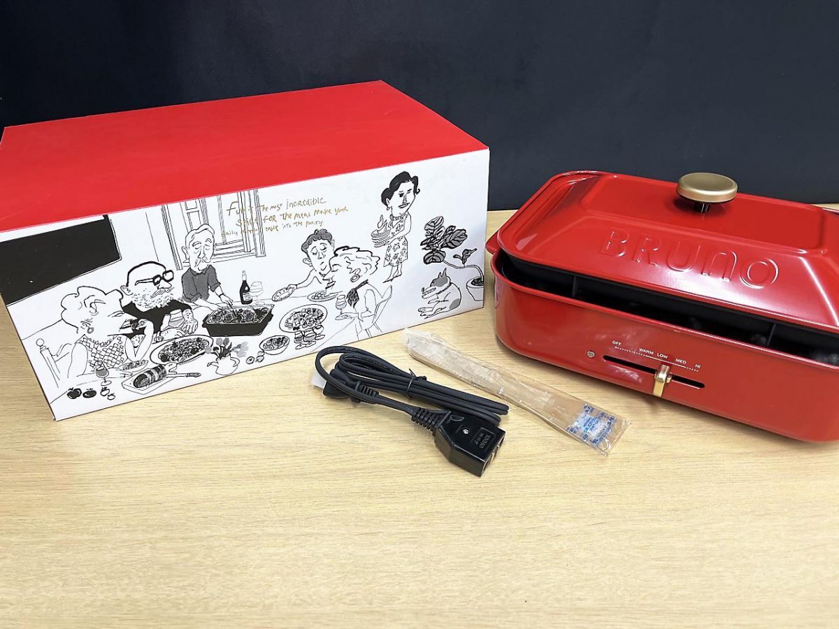 BRUNO ブル-ノ コンパクトホットプレート レッド 平面 たこ焼き